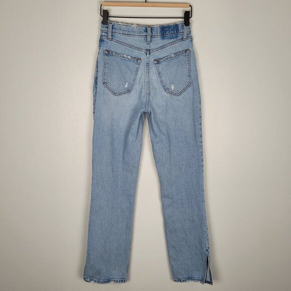 Abercrombie & Fitch Size 25S The 90s Straight Ultra High Rise Jeans Side Slits - Picture 6 of 13
